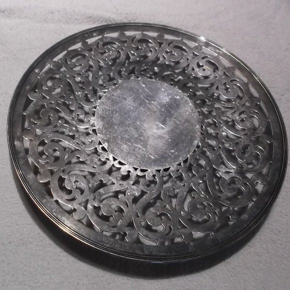 Silver Floral Plate Vintage - Picture 1 of 3